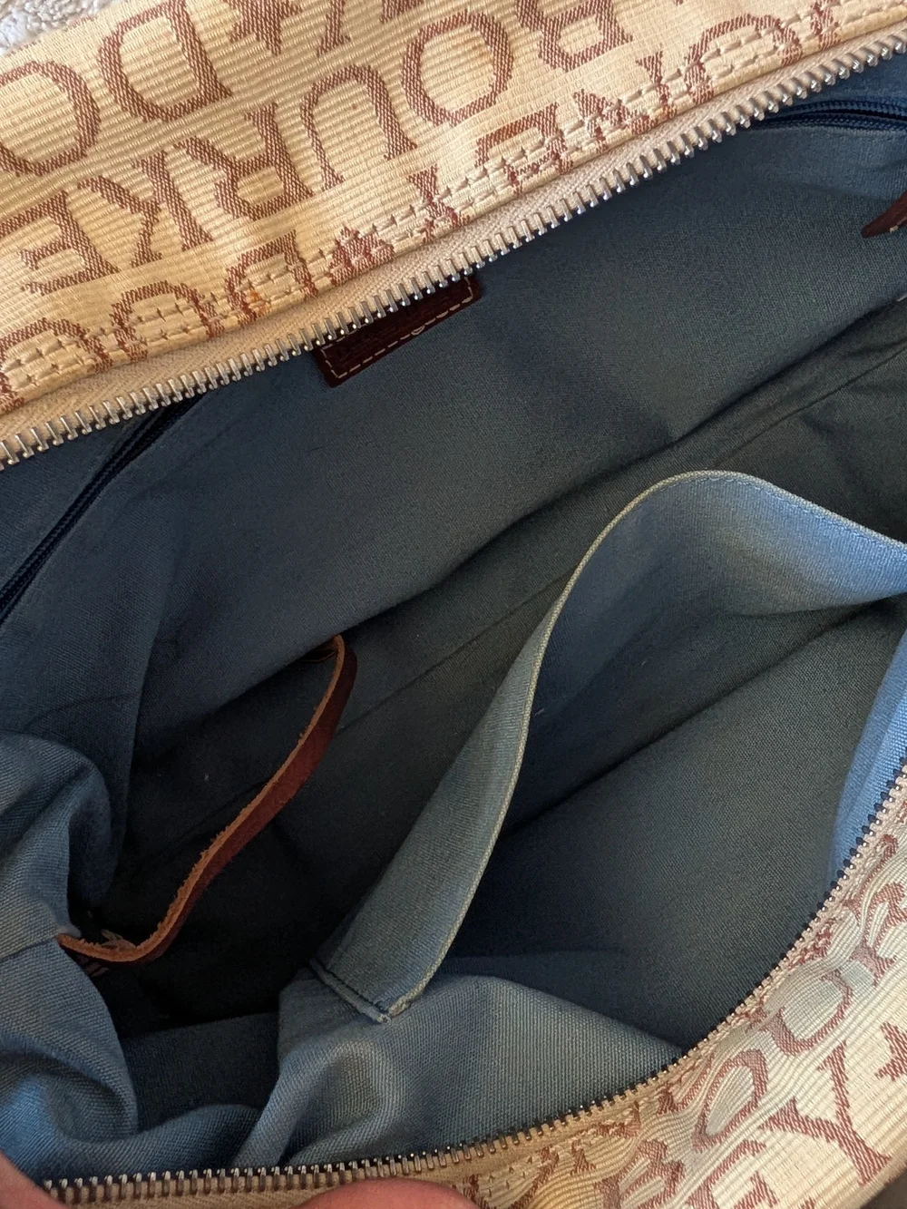 Dooney & Bourke Vintage 90/ Y2K Beige Canvas Tote with Brown Leather Trim